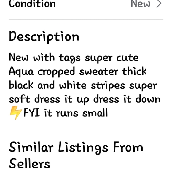 NWT CROP SWEATER - Picture 4 of 4